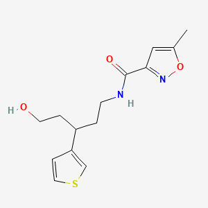 molecular formula C14H18N2O3S B2947716 N-(5-hydroxy-3-(thiophen-3-yl)pentyl)-5-methylisoxazole-3-carboxamide CAS No. 2034587-27-2