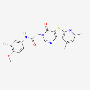 molecular formula C20H17ClN4O3S B2947725 N-(3-chloro-4-methoxyphenyl)-2-(11,13-dimethyl-6-oxo-8-thia-3,5,10-triazatricyclo[7.4.0.02,7]trideca-1(9),2(7),3,10,12-pentaen-5-yl)acetamide CAS No. 946235-44-5