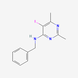 molecular formula C13H14IN3 B2947729 N-benzyl-5-iodo-2,6-dimethylpyrimidin-4-amine CAS No. 677749-49-4