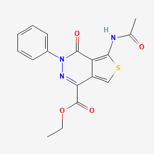 molecular formula C17H15N3O4S B2947742 Ethyl 5-acetamido-4-oxo-3-phenylthieno[3,4-d]pyridazine-1-carboxylate CAS No. 481704-89-6
