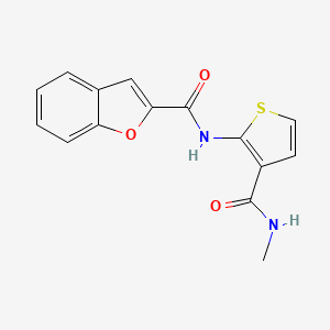 molecular formula C15H12N2O3S B2947743 N-[3-(methylcarbamoyl)thiophen-2-yl]-1-benzofuran-2-carboxamide CAS No. 923500-17-8