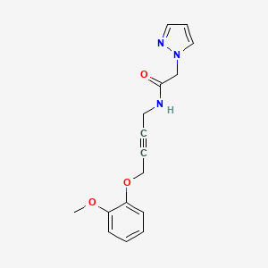 molecular formula C16H17N3O3 B2947758 N-(4-(2-methoxyphenoxy)but-2-yn-1-yl)-2-(1H-pyrazol-1-yl)acetamide CAS No. 1428364-18-4