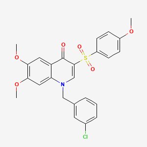B2947771 1-[(3-Chlorophenyl)methyl]-6,7-dimethoxy-3-(4-methoxyphenyl)sulfonylquinolin-4-one CAS No. 872199-10-5