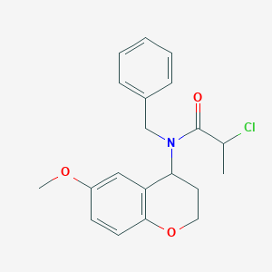 molecular formula C20H22ClNO3 B2947788 N-Benzyl-2-chloro-N-(6-methoxy-3,4-dihydro-2H-chromen-4-yl)propanamide CAS No. 2411289-61-5