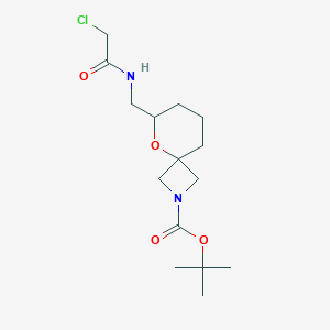 molecular formula C15H25ClN2O4 B2947792 Tert-butyl 6-[[(2-chloroacetyl)amino]methyl]-5-oxa-2-azaspiro[3.5]nonane-2-carboxylate CAS No. 2411305-20-7