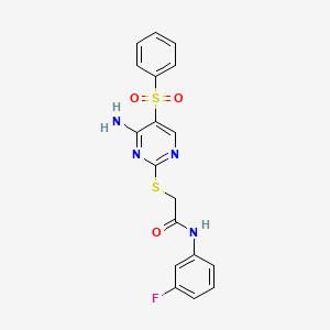 2-((4-amino-5-(phenylsulfonyl)pyrimidin-2-yl)thio)-N-(3-fluorophenyl)acetamide