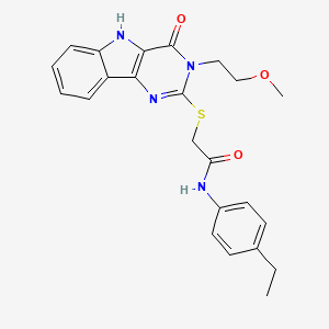molecular formula C23H24N4O3S B2947840 N-(4-ethylphenyl)-2-{[3-(2-methoxyethyl)-4-oxo-3H,4H,5H-pyrimido[5,4-b]indol-2-yl]sulfanyl}acetamide CAS No. 888437-23-8