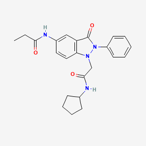 molecular formula C23H26N4O3 B2947893 N-{1-[(cyclopentylcarbamoyl)methyl]-3-oxo-2-phenyl-2,3-dihydro-1H-indazol-5-yl}propanamide CAS No. 1251674-48-2