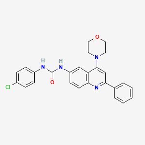 molecular formula C26H23ClN4O2 B2947930 1-(4-Chlorophenyl)-3-[4-(morpholin-4-yl)-2-phenylquinolin-6-yl]urea CAS No. 1189856-26-5