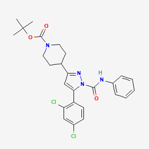 molecular formula C26H28Cl2N4O3 B2947952 Tert-butyl 4-[5-(2,4-dichlorophenyl)-1-(phenylcarbamoyl)pyrazol-3-yl]piperidine-1-carboxylate CAS No. 956454-12-9