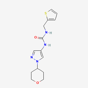 molecular formula C14H18N4O2S B2947976 1-(1-(tetrahydro-2H-pyran-4-yl)-1H-pyrazol-4-yl)-3-(thiophen-2-ylmethyl)urea CAS No. 1797021-93-2