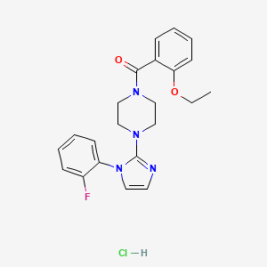 molecular formula C22H24ClFN4O2 B2947987 (2-ethoxyphenyl)(4-(1-(2-fluorophenyl)-1H-imidazol-2-yl)piperazin-1-yl)methanone hydrochloride CAS No. 1189478-33-8