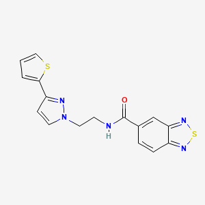 molecular formula C16H13N5OS2 B2947993 N-(2-(3-(thiophen-2-yl)-1H-pyrazol-1-yl)ethyl)benzo[c][1,2,5]thiadiazole-5-carboxamide CAS No. 1448062-95-0
