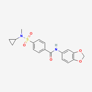 molecular formula C18H18N2O5S B2948025 N-(2H-1,3-benzodioxol-5-yl)-4-[cyclopropyl(methyl)sulfamoyl]benzamide CAS No. 923482-17-1