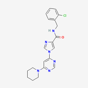 molecular formula C20H21ClN6O B2948036 N-[(2-chlorophenyl)methyl]-1-[6-(piperidin-1-yl)pyrimidin-4-yl]-1H-imidazole-4-carboxamide CAS No. 1251610-92-0