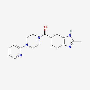 molecular formula C18H23N5O B2948041 2-methyl-5-[4-(pyridin-2-yl)piperazine-1-carbonyl]-4,5,6,7-tetrahydro-1H-1,3-benzodiazole CAS No. 2034253-75-1
