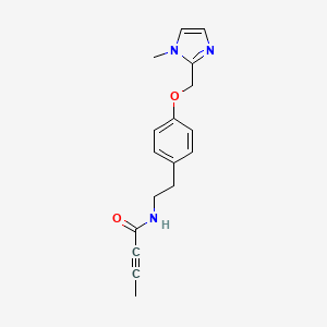 molecular formula C17H19N3O2 B2948075 N-[2-[4-[(1-Methylimidazol-2-yl)methoxy]phenyl]ethyl]but-2-ynamide CAS No. 2411201-42-6