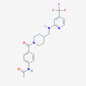 molecular formula C22H25F3N4O2 B2948096 N-{4-[4-({methyl[4-(trifluoromethyl)pyridin-2-yl]amino}methyl)piperidine-1-carbonyl]phenyl}acetamide CAS No. 2415502-57-5