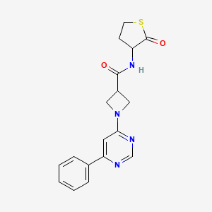 molecular formula C18H18N4O2S B2948149 N-(2-oxothiolan-3-yl)-1-(6-phenylpyrimidin-4-yl)azetidine-3-carboxamide CAS No. 2034286-09-2