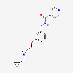 molecular formula C20H23N3O2 B2948195 N-[(3-{[1-(cyclopropylmethyl)aziridin-2-yl]methoxy}phenyl)methyl]pyridine-4-carboxamide CAS No. 2418683-13-1