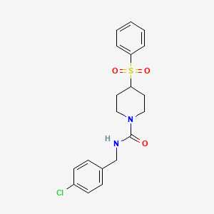 molecular formula C19H21ClN2O3S B2948227 4-(BENZENESULFONYL)-N-[(4-CHLOROPHENYL)METHYL]PIPERIDINE-1-CARBOXAMIDE CAS No. 1448067-28-4