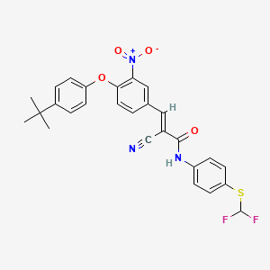 (E)-3-[4-(4-tert-butylphenoxy)-3-nitrophenyl]-2-cyano-N-[4-(difluoromethylsulfanyl)phenyl]prop-2-enamide