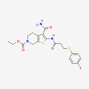ethyl 3-carbamoyl-2-(3-((4-fluorophenyl)thio)propanamido)-4,5-dihydrothieno[2,3-c]pyridine-6(7H)-carboxylate