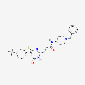 molecular formula C29H38N4O2S B2948263 N-(1-benzylpiperidin-4-yl)-3-(7-(tert-butyl)-4-oxo-3,4,5,6,7,8-hexahydrobenzo[4,5]thieno[2,3-d]pyrimidin-2-yl)propanamide CAS No. 950444-12-9