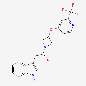 molecular formula C19H16F3N3O2 B2948283 2-(1H-indol-3-yl)-1-(3-{[2-(trifluoromethyl)pyridin-4-yl]oxy}azetidin-1-yl)ethan-1-one CAS No. 2415634-23-8