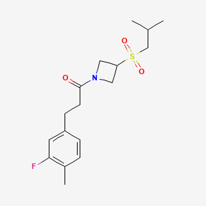 molecular formula C17H24FNO3S B2948310 3-(3-Fluoro-4-methylphenyl)-1-(3-(isobutylsulfonyl)azetidin-1-yl)propan-1-one CAS No. 1797885-85-8