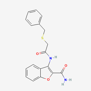 3-(2-(Benzylthio)acetamido)benzofuran-2-carboxamide