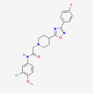 molecular formula C22H22ClFN4O3 B2948481 N-(3-chloro-4-methoxyphenyl)-2-(4-(3-(4-fluorophenyl)-1,2,4-oxadiazol-5-yl)piperidin-1-yl)acetamide CAS No. 1251556-91-8