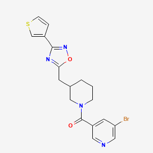 (5-Bromopyridin-3-yl)(3-((3-(thiophen-3-yl)-1,2,4-oxadiazol-5-yl)methyl)piperidin-1-yl)methanone