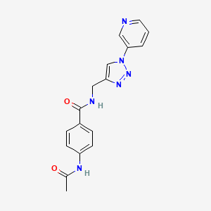 molecular formula C17H16N6O2 B2948499 4-acetamido-N-((1-(pyridin-3-yl)-1H-1,2,3-triazol-4-yl)methyl)benzamide CAS No. 2034384-95-5