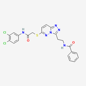 molecular formula C22H18Cl2N6O2S B2948503 N-(2-(6-((2-((3,4-dichlorophenyl)amino)-2-oxoethyl)thio)-[1,2,4]triazolo[4,3-b]pyridazin-3-yl)ethyl)benzamide CAS No. 872993-92-5