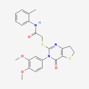 2-((3-(3,4-dimethoxyphenyl)-4-oxo-3,4,6,7-tetrahydrothieno[3,2-d]pyrimidin-2-yl)thio)-N-(o-tolyl)acetamide