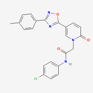 molecular formula C22H17ClN4O3 B2948516 N-(4-chlorophenyl)-2-(2-oxo-5-(3-(p-tolyl)-1,2,4-oxadiazol-5-yl)pyridin-1(2H)-yl)acetamide CAS No. 1251559-77-9