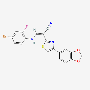 (Z)-2-(4-(benzo[d][1,3]dioxol-5-yl)thiazol-2-yl)-3-((4-bromo-2-fluorophenyl)amino)acrylonitrile