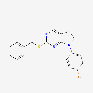 molecular formula C20H18BrN3S B2948548 2-(benzylsulfanyl)-7-(4-bromophenyl)-4-methyl-6,7-dihydro-5H-pyrrolo[2,3-d]pyrimidine CAS No. 338402-39-4