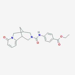 molecular formula C21H23N3O4 B2948549 ethyl 4-({6-oxo-7,11-diazatricyclo[7.3.1.0^{2,7}]trideca-2,4-diene-11-carbonyl}amino)benzoate CAS No. 398995-98-7