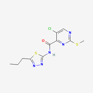 molecular formula C11H12ClN5OS2 B2948552 5-chloro-2-(methylsulfanyl)-N-(5-propyl-1,3,4-thiadiazol-2-yl)pyrimidine-4-carboxamide CAS No. 838400-01-4