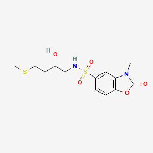 molecular formula C13H18N2O5S2 B2948556 N-(2-Hydroxy-4-methylsulfanylbutyl)-3-methyl-2-oxo-1,3-benzoxazole-5-sulfonamide CAS No. 2320465-56-1
