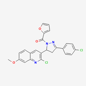 (5-(2-chloro-7-methoxyquinolin-3-yl)-3-(4-chlorophenyl)-4,5-dihydro-1H-pyrazol-1-yl)(furan-2-yl)methanone