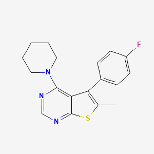 molecular formula C18H18FN3S B2948558 5-(4-Fluorophenyl)-6-methyl-4-(piperidin-1-yl)thieno[2,3-d]pyrimidine CAS No. 379247-47-9