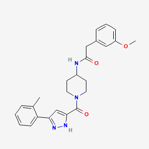 molecular formula C25H28N4O3 B2948574 2-(3-methoxyphenyl)-N~1~-(1-{[3-(2-methylphenyl)-1H-pyrazol-5-yl]carbonyl}-4-piperidyl)acetamide CAS No. 1319203-63-8