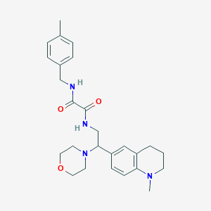 molecular formula C26H34N4O3 B2948580 N-[2-(1-methyl-1,2,3,4-tetrahydroquinolin-6-yl)-2-(morpholin-4-yl)ethyl]-N'-[(4-methylphenyl)methyl]ethanediamide CAS No. 922120-09-0