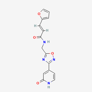 molecular formula C15H12N4O4 B2948582 (E)-3-(furan-2-yl)-N-((3-(2-oxo-1,2-dihydropyridin-4-yl)-1,2,4-oxadiazol-5-yl)methyl)acrylamide CAS No. 2035007-85-1