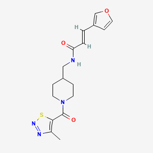 molecular formula C17H20N4O3S B2948585 (2E)-3-(furan-3-yl)-N-{[1-(4-methyl-1,2,3-thiadiazole-5-carbonyl)piperidin-4-yl]methyl}prop-2-enamide CAS No. 1798423-01-4
