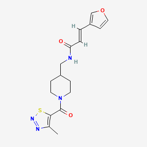 molecular formula C17H20N4O3S B2948585 (E)-3-(furan-3-yl)-N-((1-(4-methyl-1,2,3-thiadiazole-5-carbonyl)piperidin-4-yl)methyl)acrylamide CAS No. 1798423-01-4