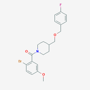 molecular formula C21H23BrFNO3 B2948587 (2-Bromo-5-methoxyphenyl)(4-(((4-fluorobenzyl)oxy)methyl)piperidin-1-yl)methanone CAS No. 1788666-45-4